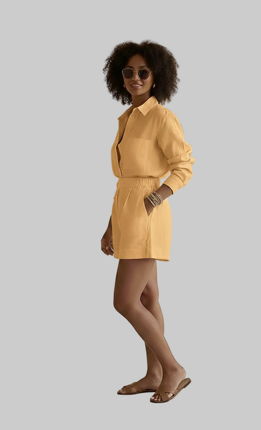 Capri Pastel Linen Set - Butter Yellow