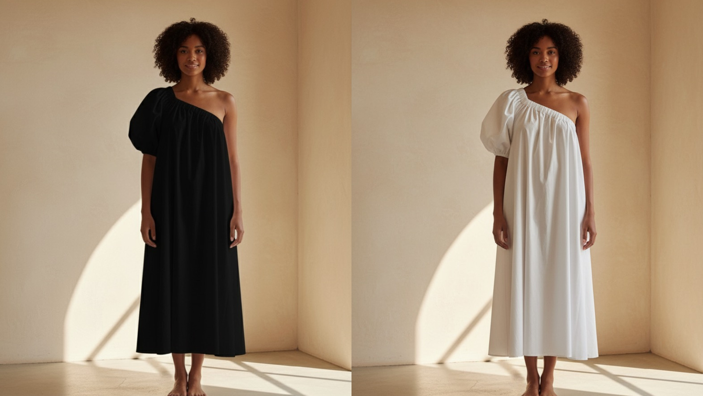 Lela Cotton Midi Dress - Black
