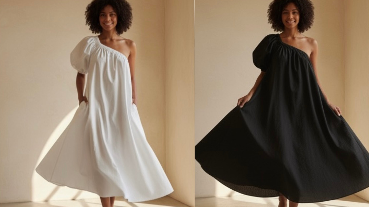Lela Cotton Midi Dress - Black