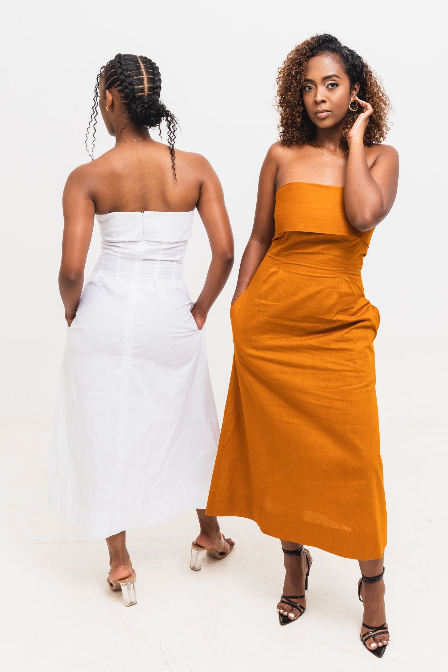 Velora Cotton Midi Dress - Mustard
